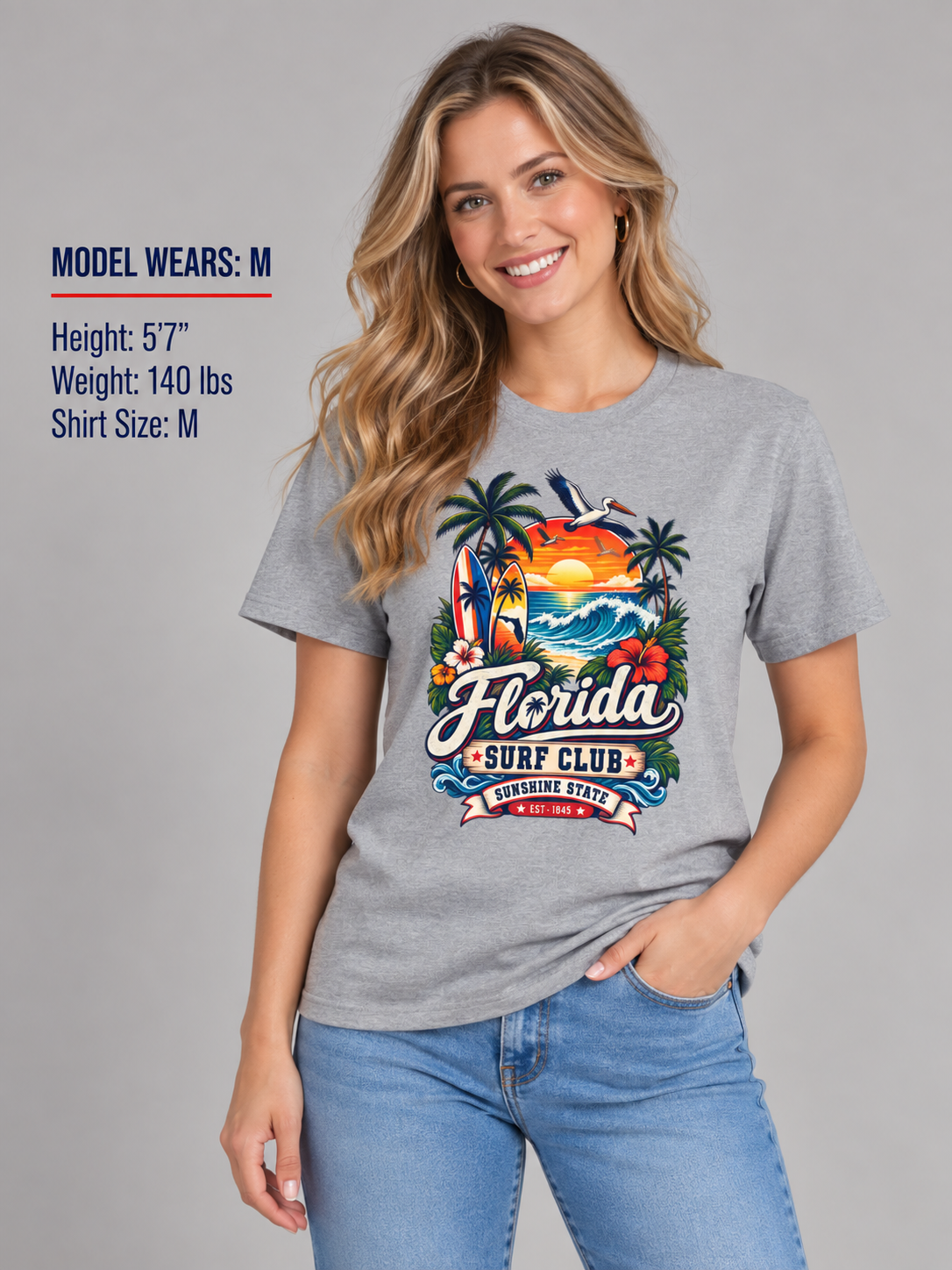 Florida Surf Club Unisex Softstyle T Shirt State Pride Graphic Tee Collections FS03