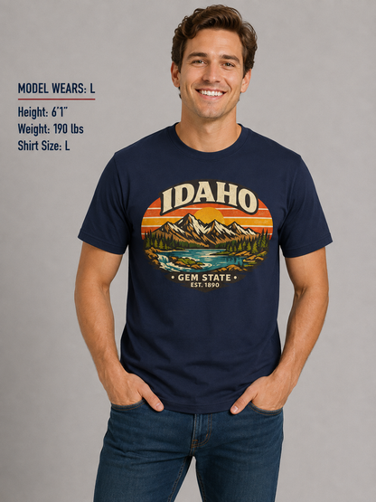 Idaho Mountain Sunset Unisex Softstyle T Shirt State Pride Graphic Tee Collections FS03