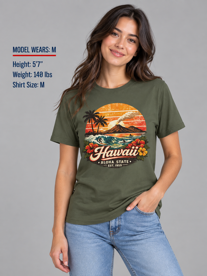Hawaii Tropical Sunset Unisex Softstyle T Shirt State Pride Graphic Tee Collections FS03