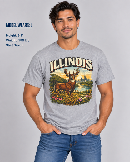 Illinois Wildlife Unisex Softstyle T Shirt State Pride Graphic Tee Collections FS03
