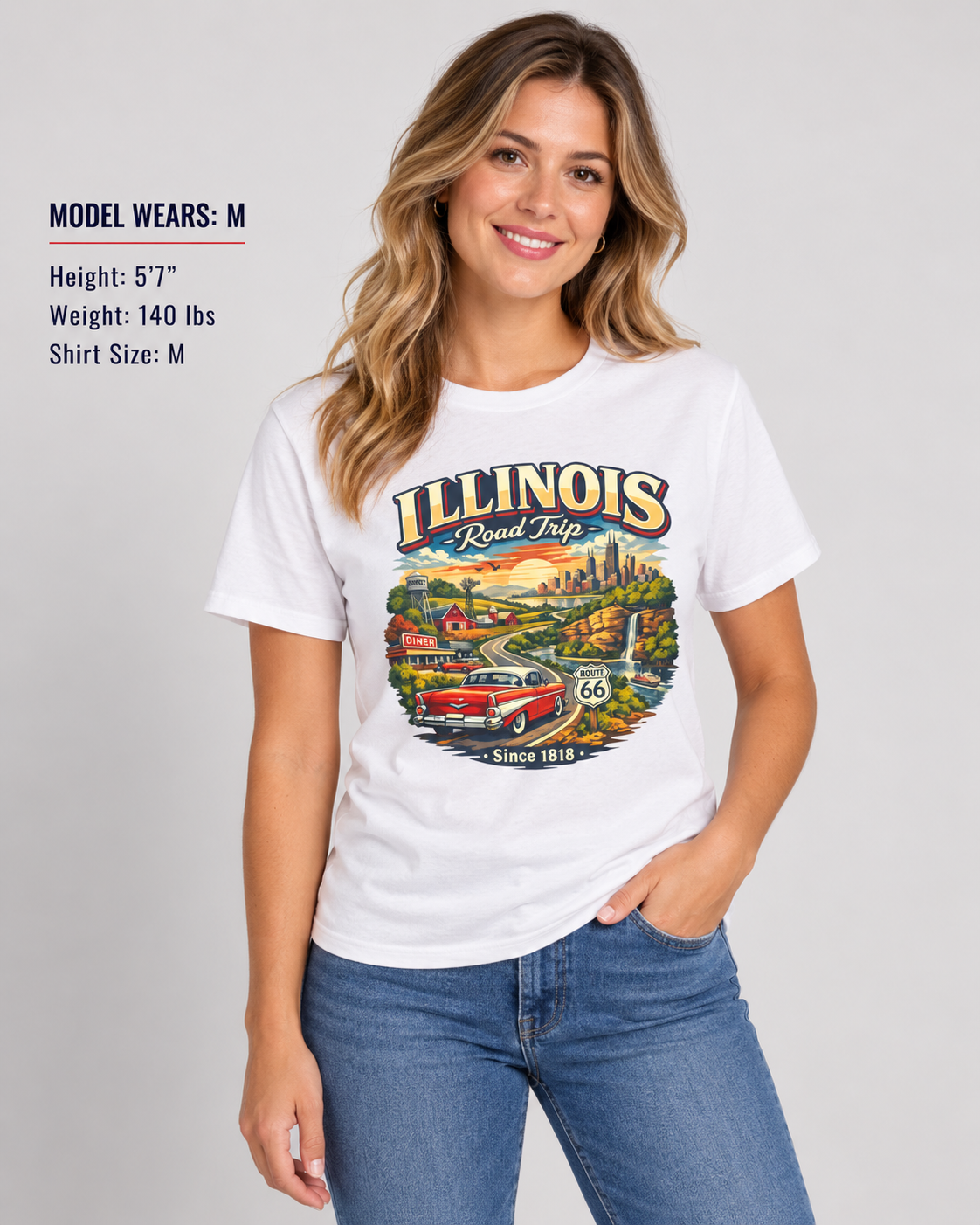 Illinois Road Trip Unisex Softstyle T Shirt State Pride Graphic Tee Collections FS03