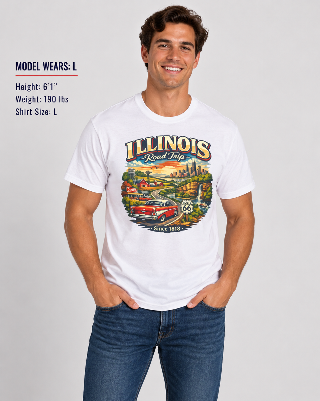 Illinois Road Trip Unisex Softstyle T Shirt State Pride Graphic Tee Collections FS03