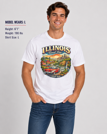 Illinois Road Trip Unisex Softstyle T Shirt State Pride Graphic Tee Collections FS03