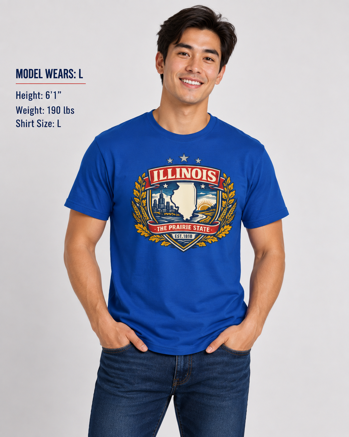 Illinois Heritage Badge Unisex Softstyle T Shirt State Pride Graphic Tee Collections FS03