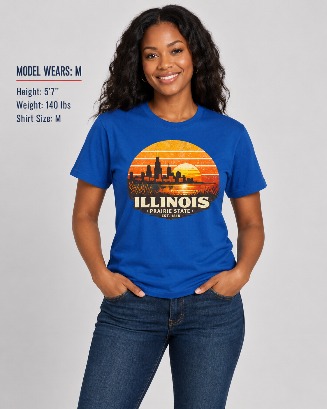 Illinois Skyline Sunset Unisex Softstyle T Shirt State Pride Graphic Tee Collections FS03