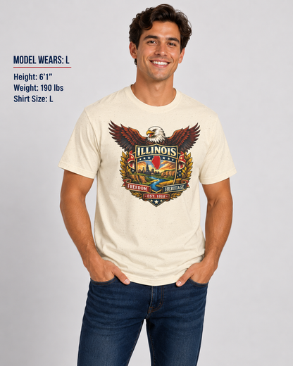 Illinois Americana Eagle Unisex Softstyle T Shirt State Pride Graphic Tee Collections FS03
