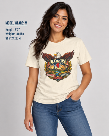 Illinois Americana Eagle Unisex Softstyle T Shirt State Pride Graphic Tee Collections FS03