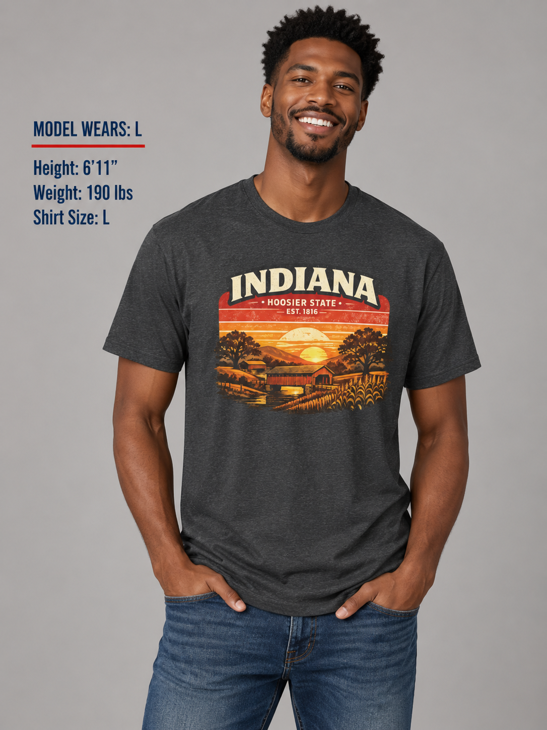 Indiana Countryside Sunset Unisex Softstyle T Shirt State Pride Graphic Tee Collections FS03