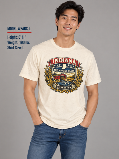 Indiana Heritage Badge Unisex Softstyle T Shirt State Pride Graphic Tee Collections FS03