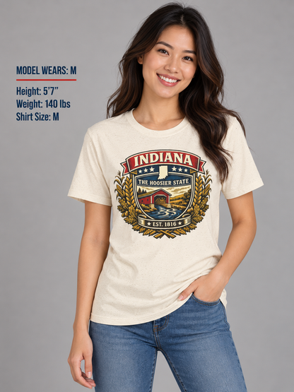 Indiana Heritage Badge Unisex Softstyle T Shirt State Pride Graphic Tee Collections FS03
