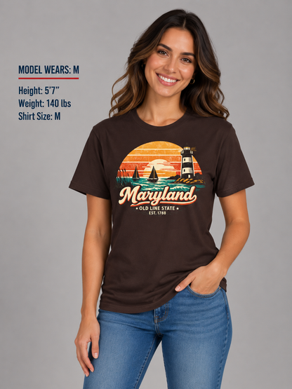 Maryland Coastal Sunset Unisex Softstyle T Shirt State Pride Graphic Tee Collections FS03