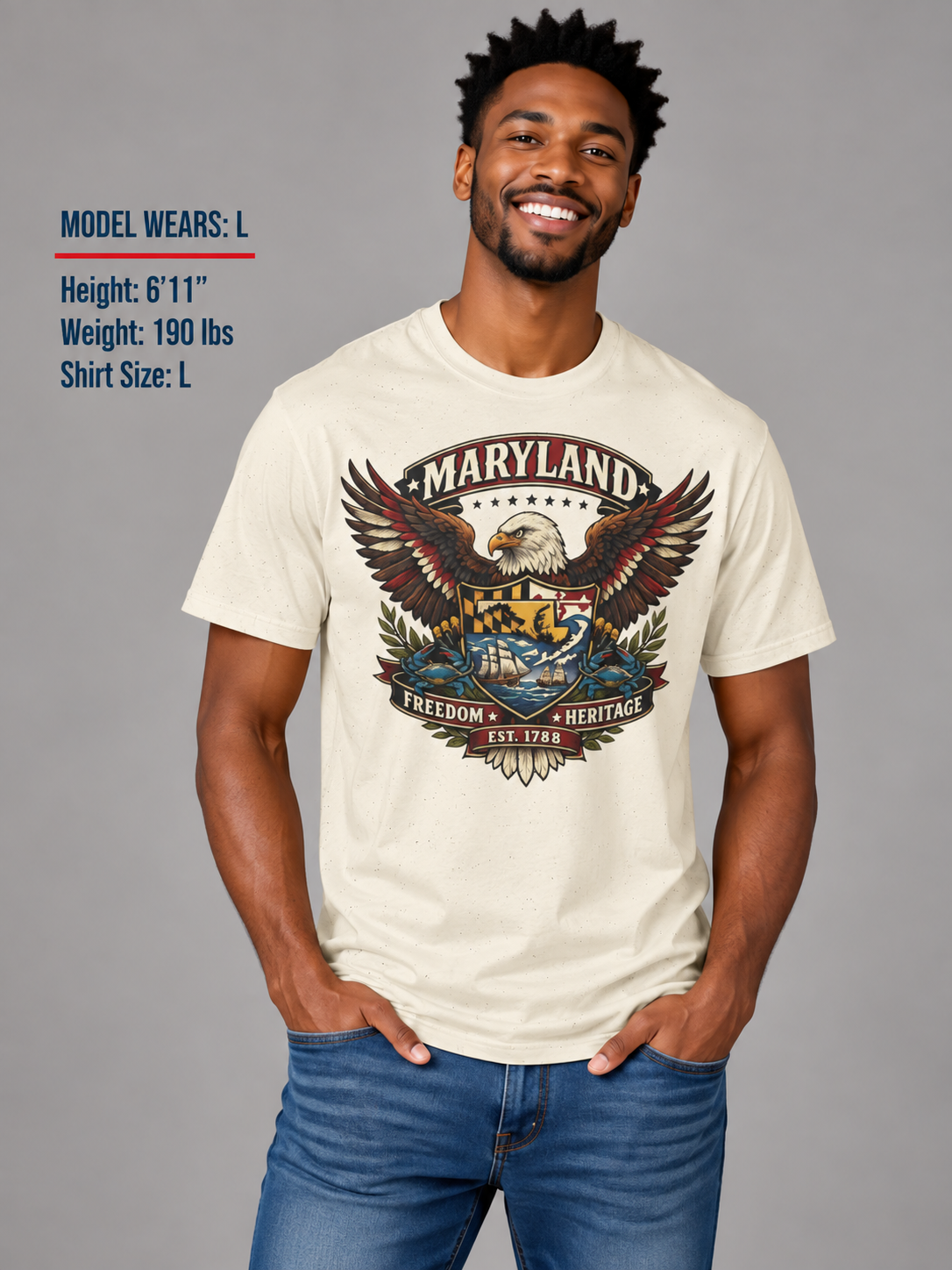 Maryland Americana Eagle Unisex Softstyle T Shirt State Pride Graphic Tee Collections FS03