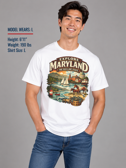 Explore Maryland Unisex Softstyle T Shirt State Pride Graphic Tee Collections FS03