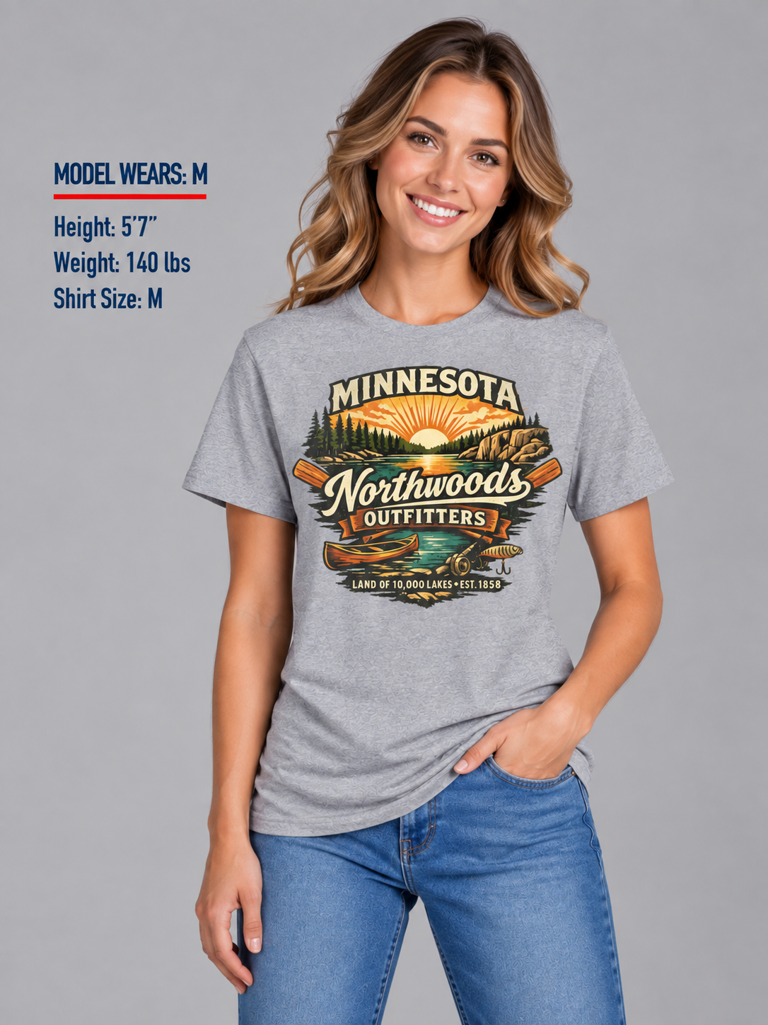 Minnesota Northwoods Outfitters Unisex Softstyle T Shirt State Pride Graphic Tee Collections FS03