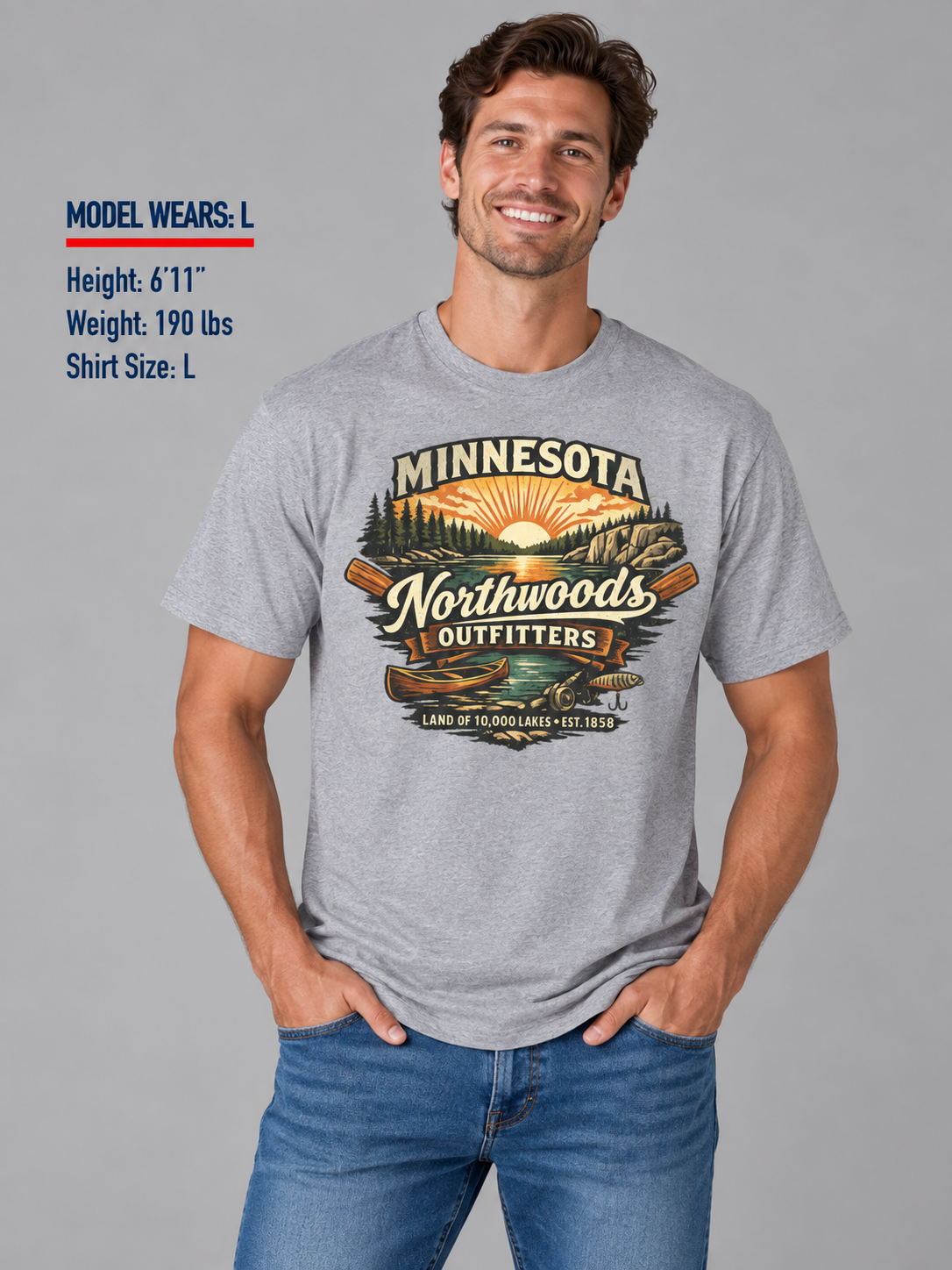 Minnesota Northwoods Outfitters Unisex Softstyle T Shirt State Pride Graphic Tee Collections FS03