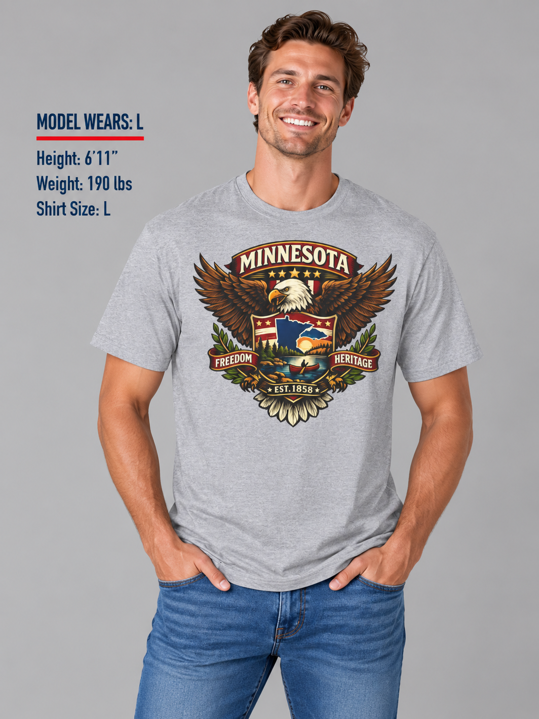 Minnesota Americana Eagle Unisex Softstyle T Shirt State Pride Graphic Tee Collections FS03