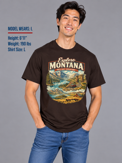 Explore Montana Unisex Softstyle T Shirt State Pride Graphic Tee Collections FS03