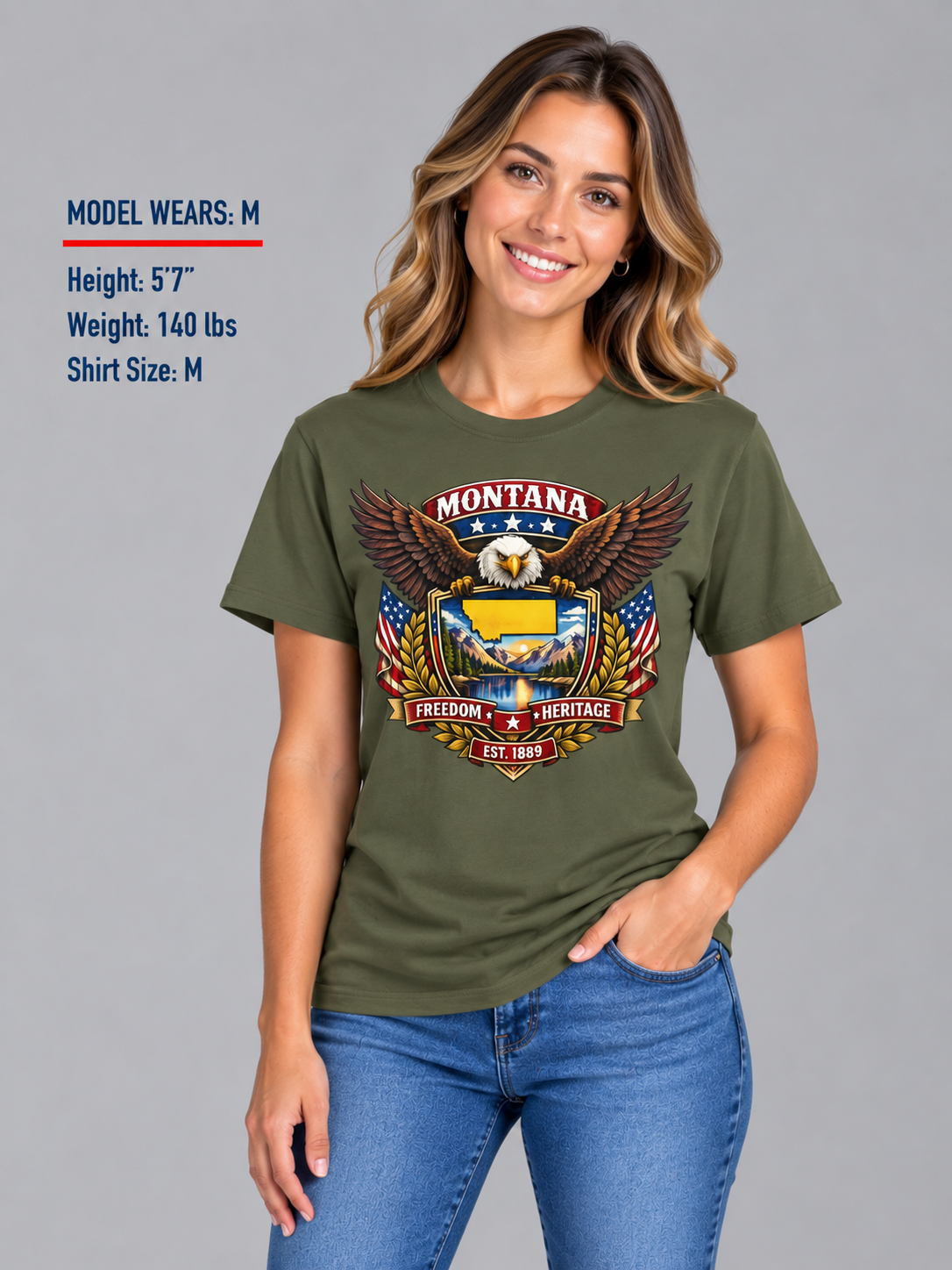 Montana Americana Eagle Unisex Softstyle T Shirt State Pride Graphic Tee Collections FS03