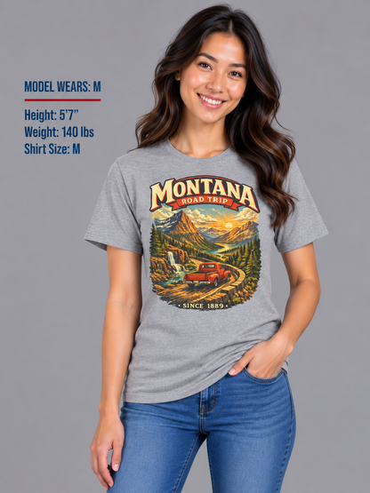 Montana Road Trip Unisex Softstyle T Shirt State Pride Graphic Tee Collections FS03