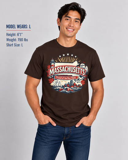 Massachusetts State Pride Unisex Softstyle T Shirt State Pride Graphic Tee Collections FS03