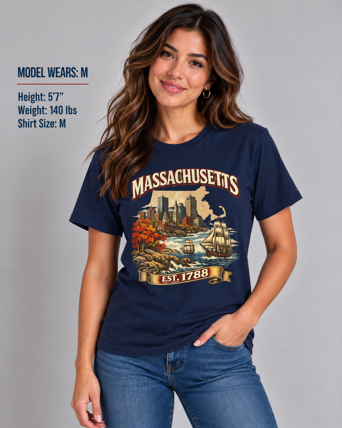Vintage Massachusetts Heritage Unisex Softstyle T Shirt State Pride Graphic Tee Collections FS03