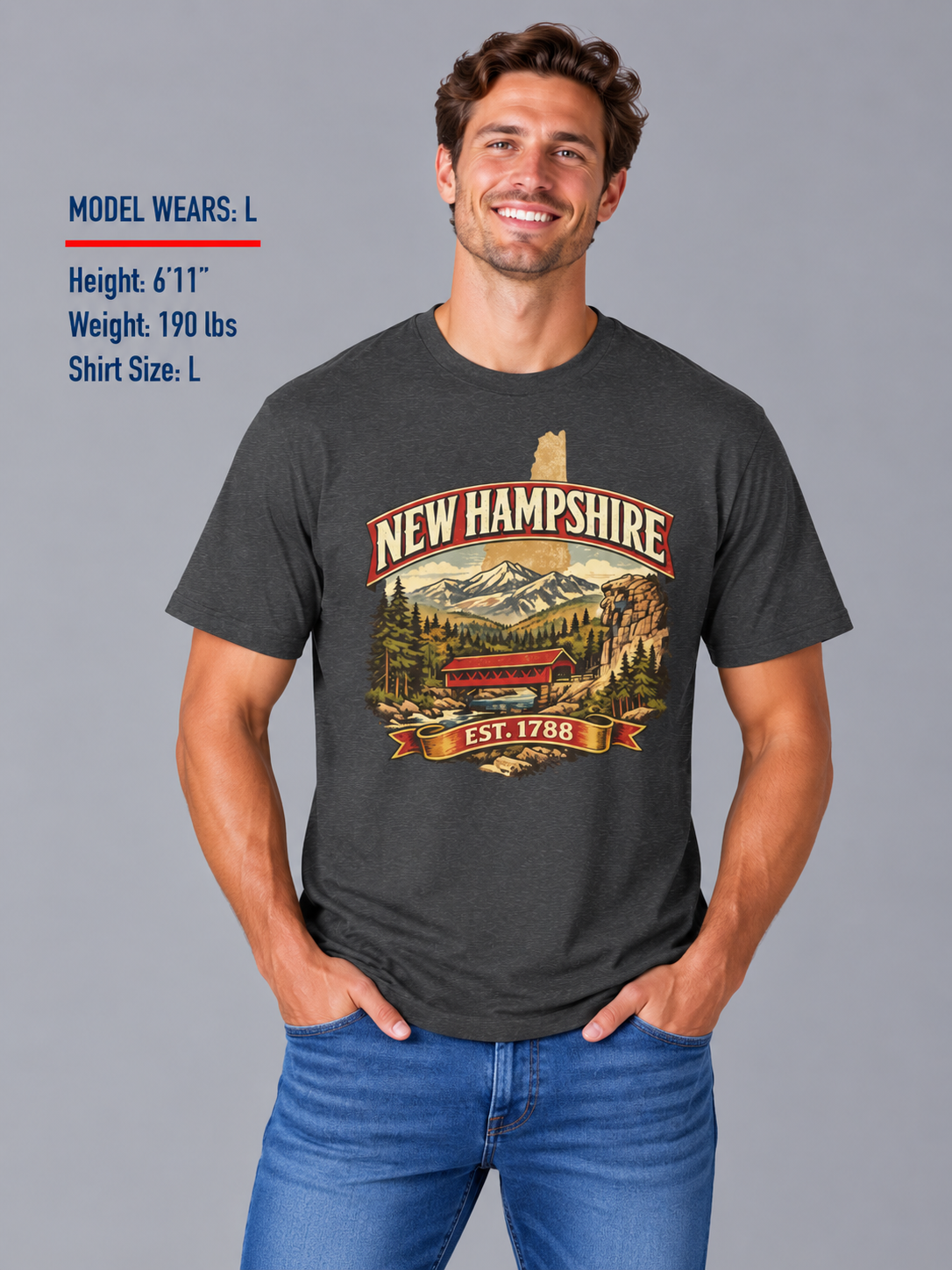 Vintage New Hampshire Heritage Unisex Softstyle T Shirt State Pride Graphic Tee Collections FS03