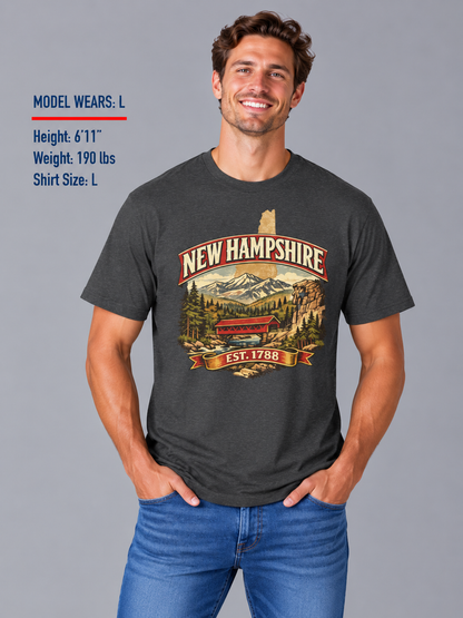 Vintage New Hampshire Heritage Unisex Softstyle T Shirt State Pride Graphic Tee Collections FS03