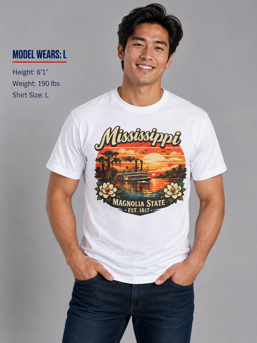 Mississippi River Sunset Unisex Softstyle T Shirt State Pride Graphic Tee Collections FS03