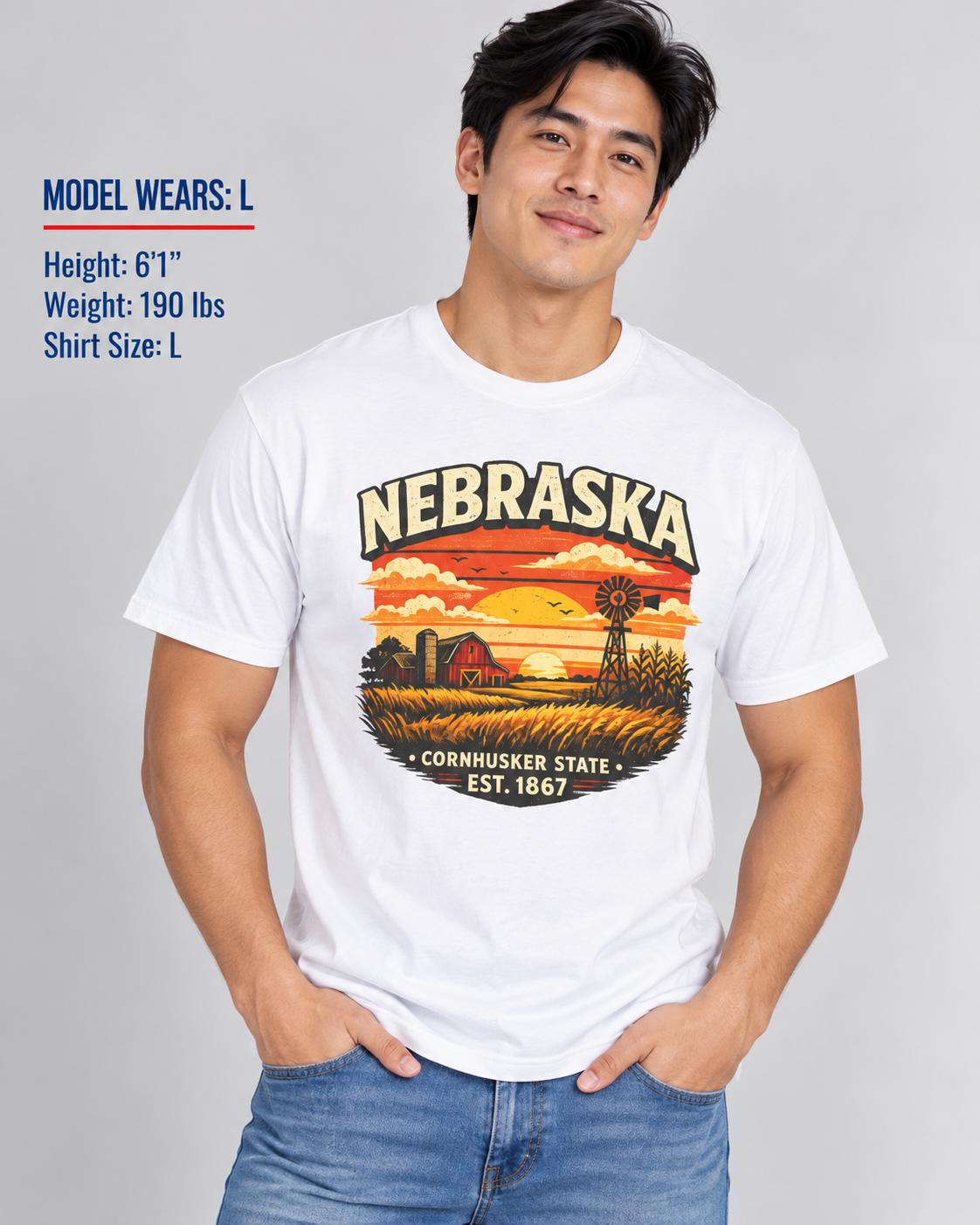 Nebraska Prairie Sunset Unisex Softstyle T Shirt State Pride Graphic Tee Collections FS03