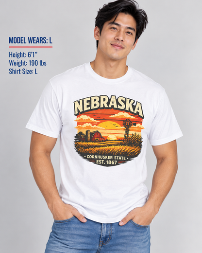 Nebraska Prairie Sunset Unisex Softstyle T Shirt State Pride Graphic Tee Collections FS03