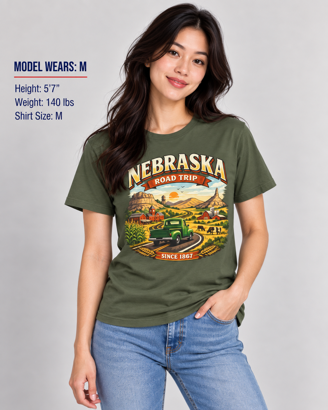 Nebraska Road Trip Unisex Softstyle T Shirt State Pride Graphic Tee Collections FS03