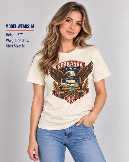Nebraska Americana Eagle Unisex Softstyle T Shirt State Pride Graphic Tee Collections FS03