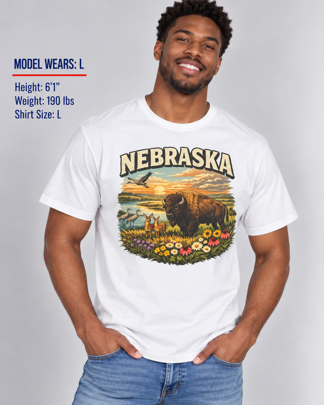 Nebraska Wildlife Unisex Softstyle T Shirt State Pride Graphic Tee Collections FS03
