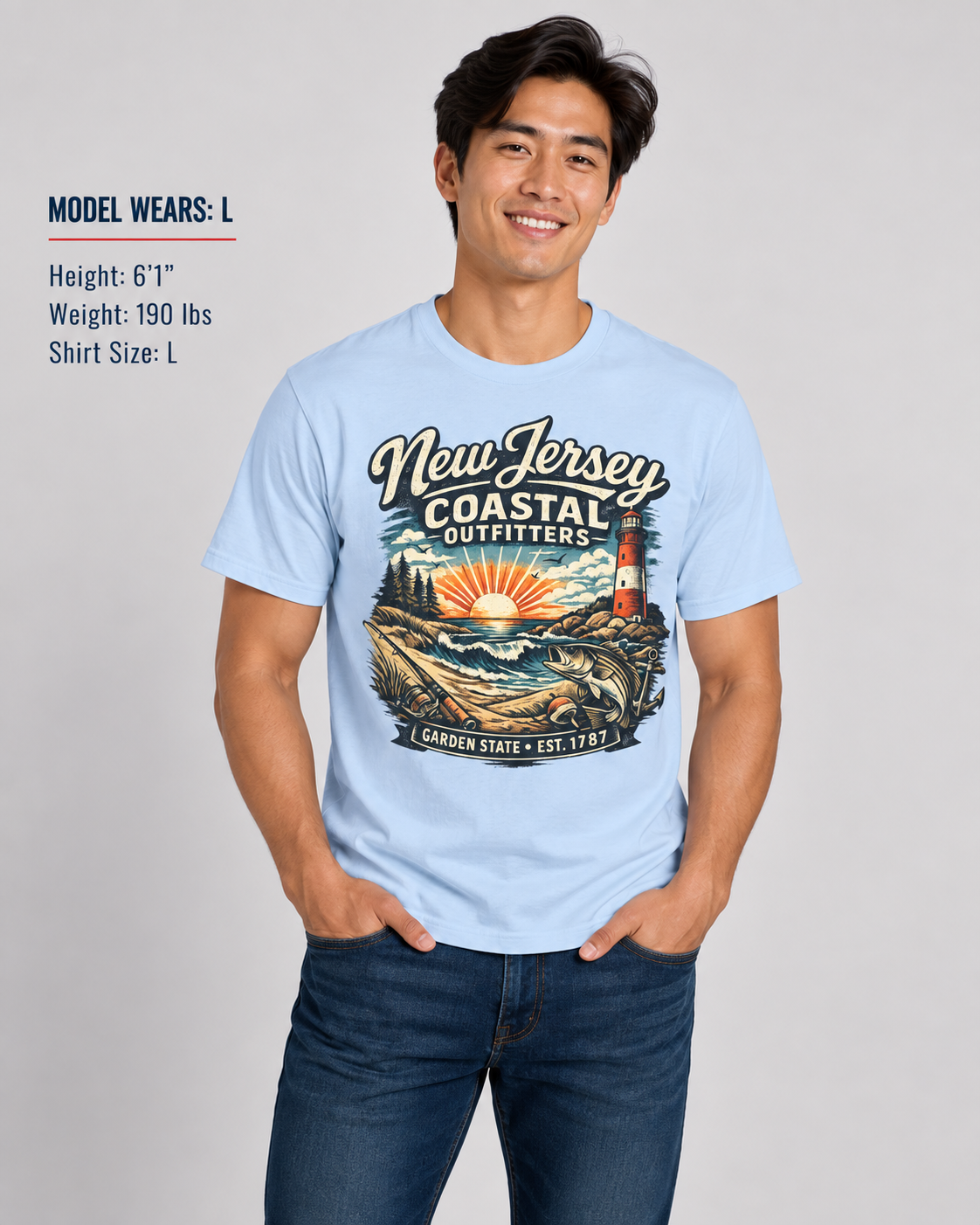 New Jersey Coastal Outfitters Unisex Softstyle T Shirt State Pride Graphic Tee Collections FS03