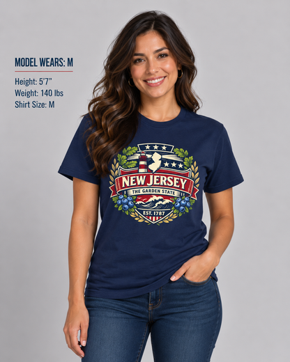New Jersey Heritage Badge Unisex Softstyle T Shirt State Pride Graphic Tee Collections FS03