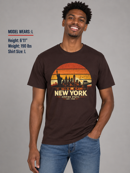New York Skyline Sunset Unisex Softstyle T Shirt State Pride Graphic Tee Collections FS03
