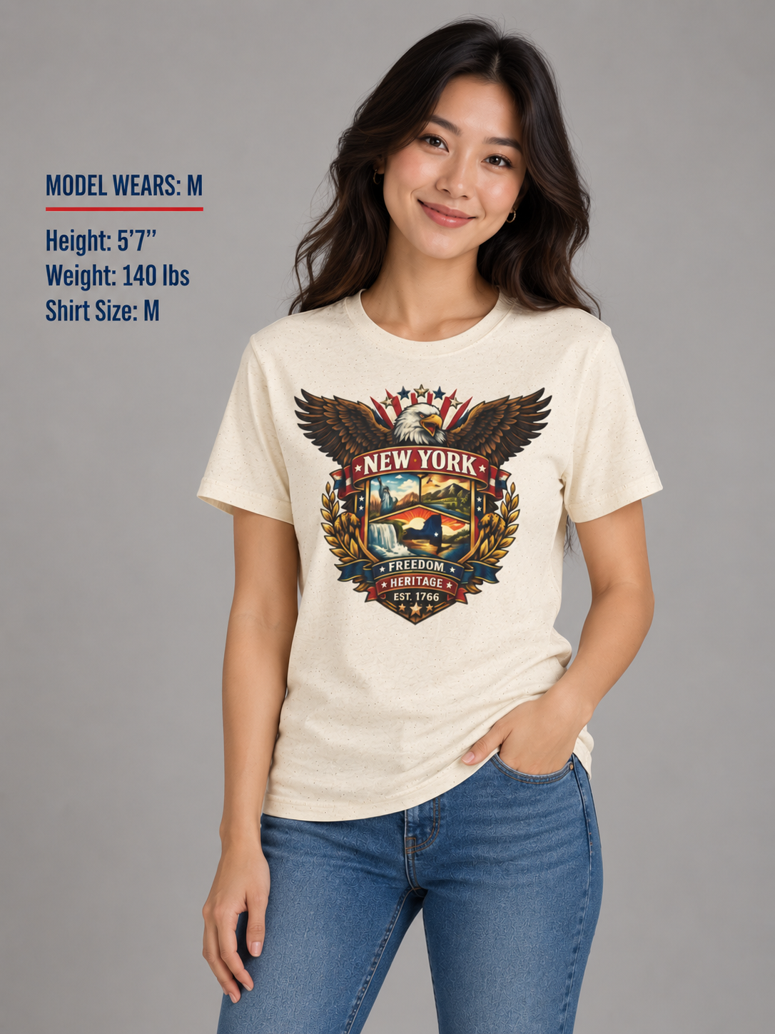 New York American Eagle Unisex Softstyle T Shirt State Pride Graphic Tee Collections FS03