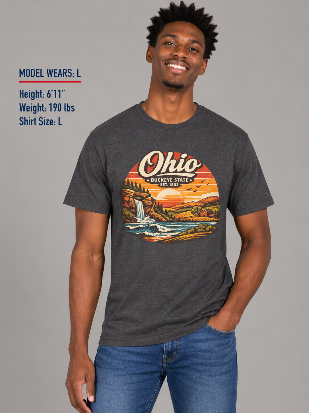 Ohio Sunset Landscape Unisex Softstyle T Shirt State Pride Graphic Tee Collections FS03