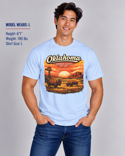 Oklahoma Prairie Sunset Unisex Softstyle T Shirt State Pride Graphic Tee Collections FS03