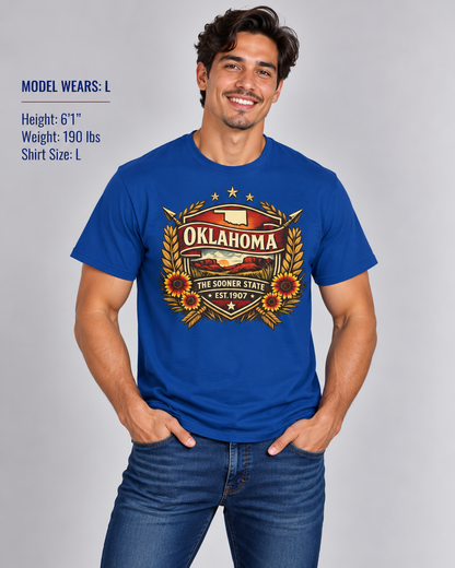 Oklahoma Heritage Badge Unisex Softstyle T Shirt State Pride Graphic Tee Collections FS03