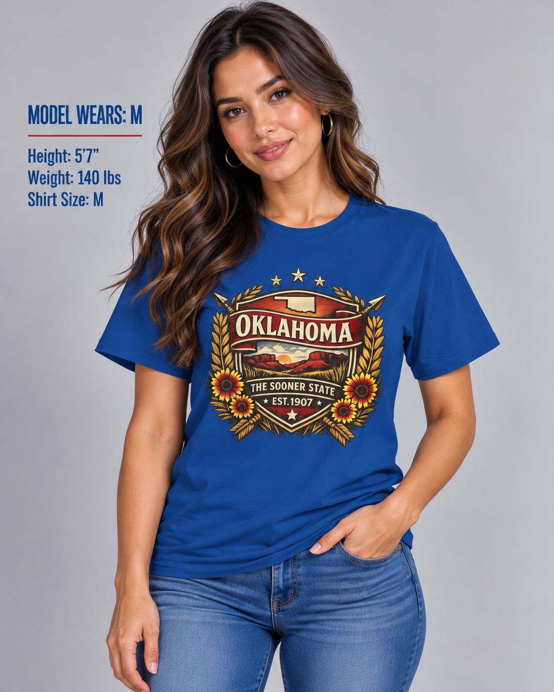 Oklahoma Heritage Badge Unisex Softstyle T Shirt State Pride Graphic Tee Collections FS03