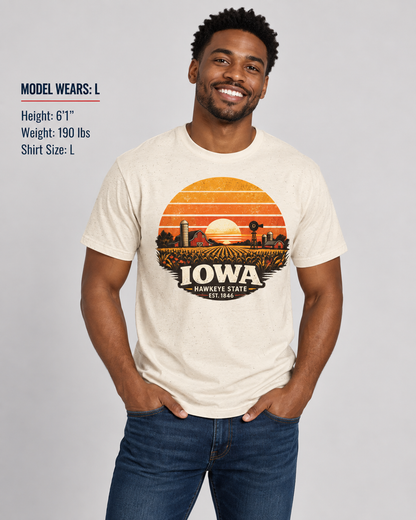 Iowa Prairie Sunset Unisex Softstyle T Shirt State Pride Graphic Tee Collections FS03