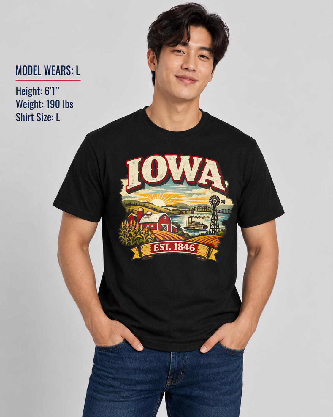 Vintage Iowa Heritage Unisex Softstyle T Shirt State Pride Graphic Tee Collections FS03