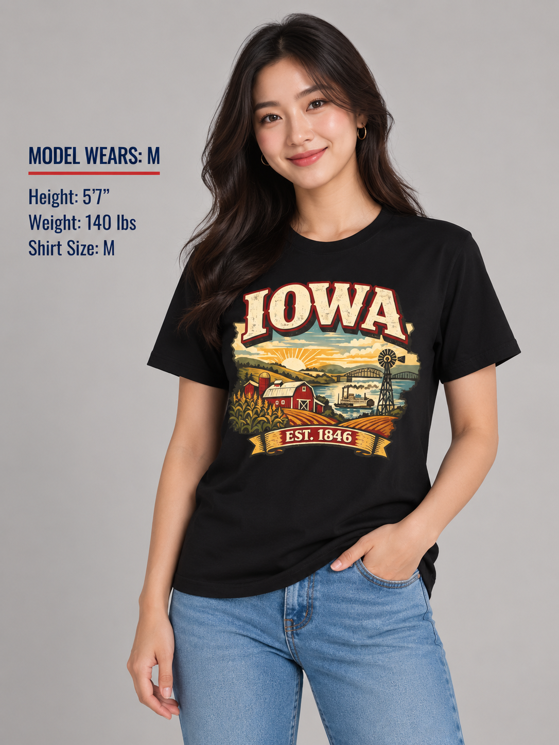 Vintage Iowa Heritage Unisex Softstyle T Shirt State Pride Graphic Tee Collections FS03