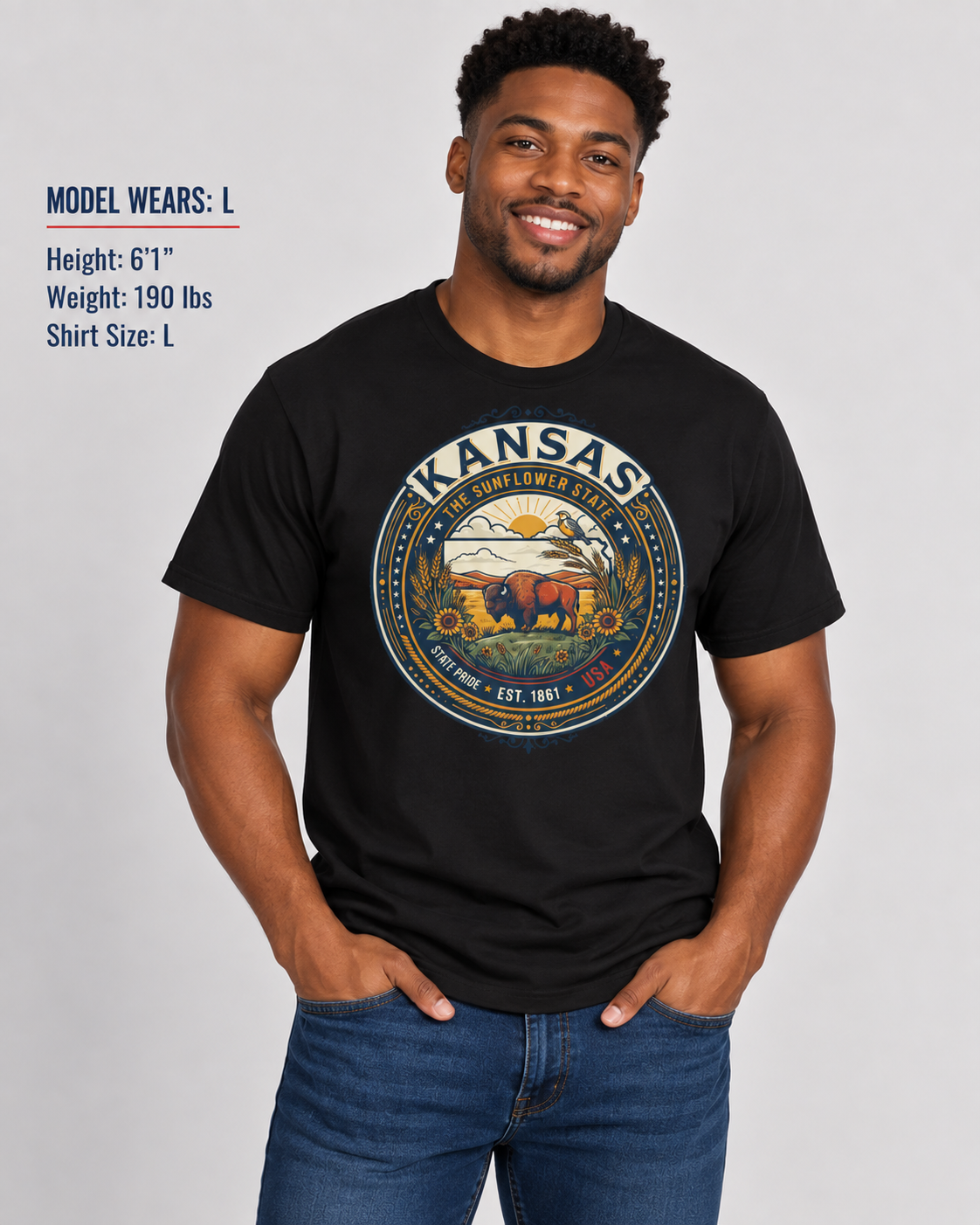 Kansas State Pride Emblem Unisex Softstyle T Shirt State Pride Graphic Tee Collections FS03