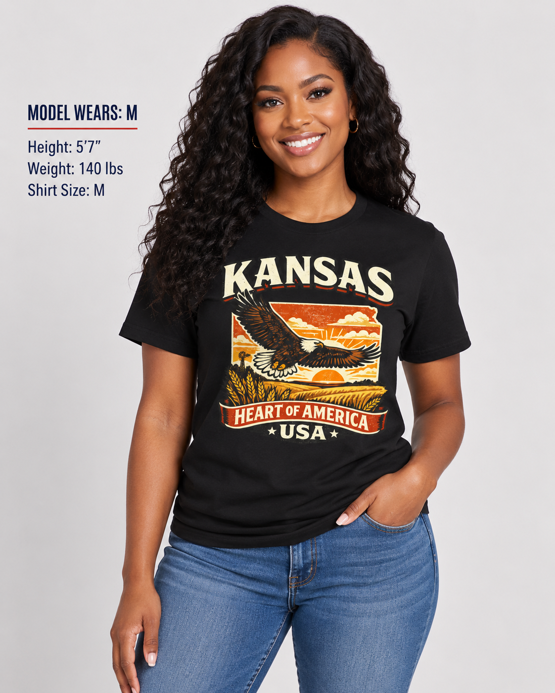 Heart of America Kansas Unisex Softstyle T Shirt State Pride Graphic Tee Collections FS03