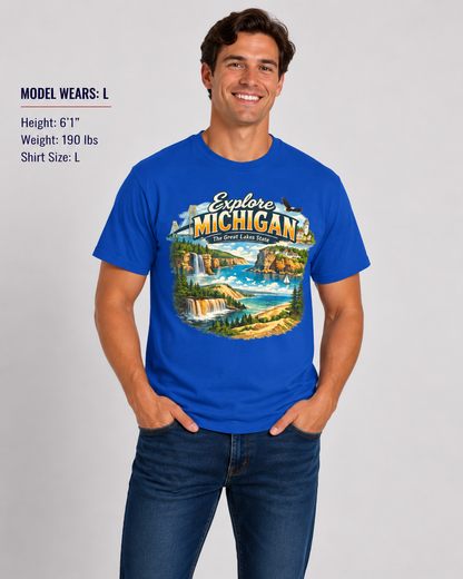 Explore Michigan Unisex Softstyle T Shirt State Pride Graphic Tee Collections FS03