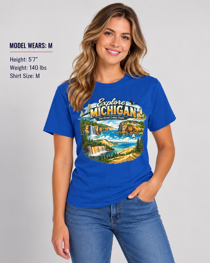 Explore Michigan Unisex Softstyle T Shirt State Pride Graphic Tee Collections FS03