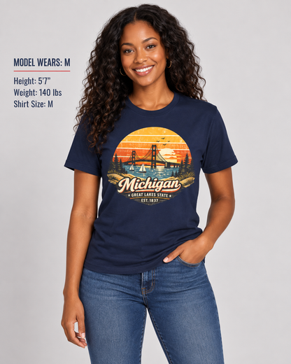 Michigan Lakeside Sunset Unisex Softstyle T Shirt State Pride Graphic Tee Collections FS03