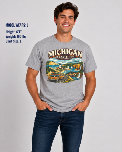 Michigan Road Trip Unisex Softstyle T Shirt State Pride Graphic Tee Collections FS03